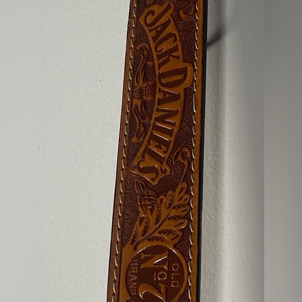 Jack Daniels Brown Leather Belt with Silver Accents - Picture 3 of 6